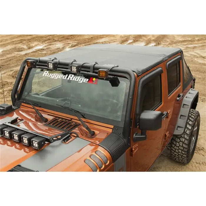 Rugged Ridge Bowless Soft Top Black Diamond for 07-18 Jeep Wrangler JK with roof rack