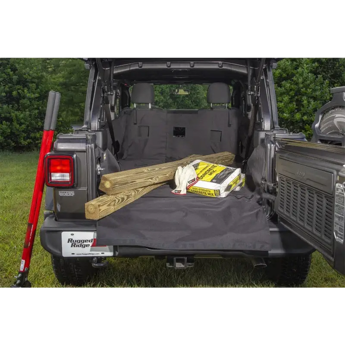 Rugged Ridge C3 Cargo Cover attached to Jeep Wrangler JL 4dr