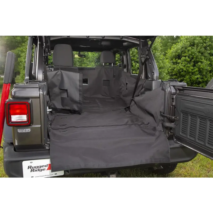 Rugged Ridge C3 Cargo Cover for Wrangler JL 4dr - Rear view with cargo bag