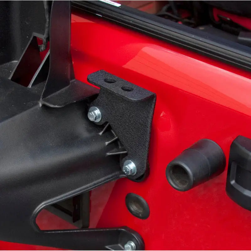 Metal latch securing Rugged Ridge CB Antenna Mount for 07-18 Jeep Wrangler.