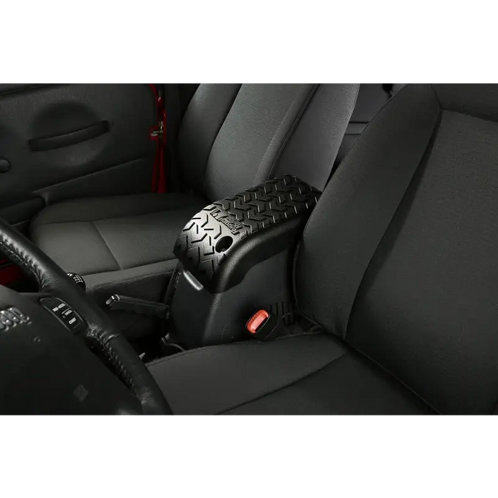 Rugged Ridge heavy duty center console cover with seat belt attachment.