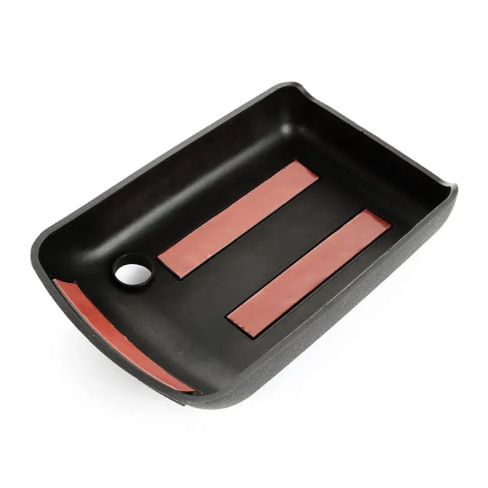 Rugged Ridge Center Console Cover for Jeep Wrangler TJ, black and red tray with red stripe