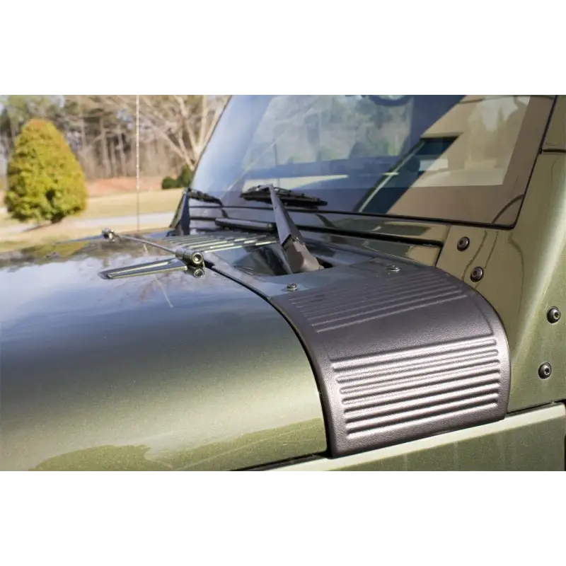 Jeep Wrangler with Rugged Ridge Cowl Body Armor and roof rack.