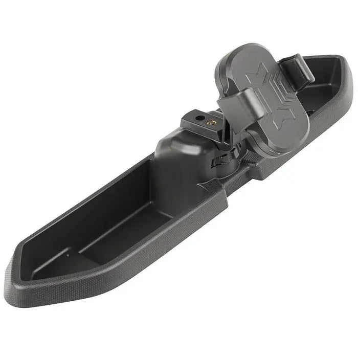 Black plastic boat with handle, part of Rugged Ridge Dash Multi-Mount Charging Phone Kit for Jeep Wrangler JL/JT.