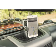 Rugged Ridge Dash Multi-Mount Phone Kit attached to dashboard in Jeep Wrangler