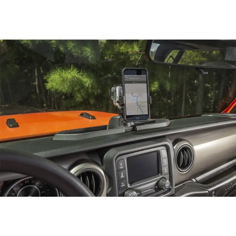 Rugged Ridge Dash Multi-Mount securely mounted on Jeep JL dashboard