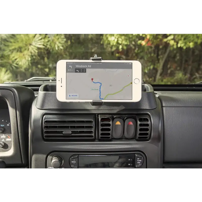 Rugged Ridge Dash Multi-Mount with Phone Holder in Jeep Wrangler