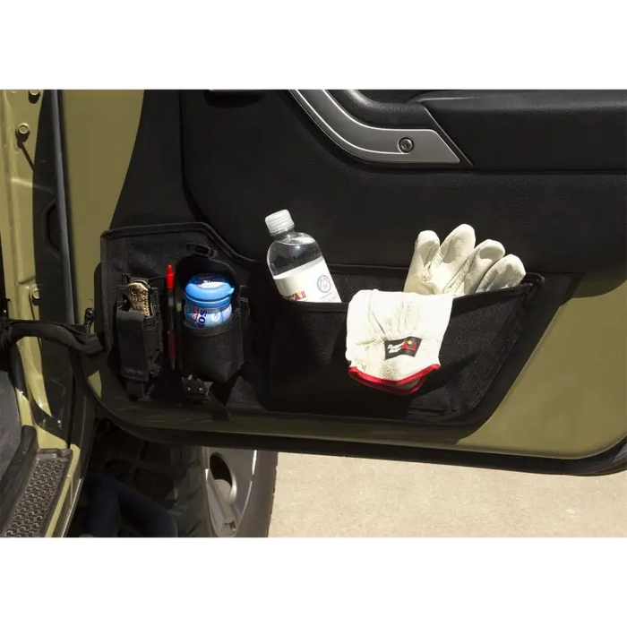 Rugged Ridge Door Storage Panel Pair w/Pouches 11-18 JK - car door handle with bottle and glove