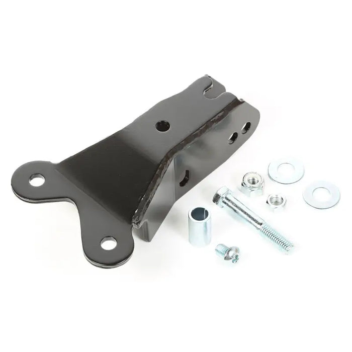 Black metal bracket with screws and bolts for Rugged Ridge Dropdown Bracket Front Track Bar 07-18 Jeep Wrangler