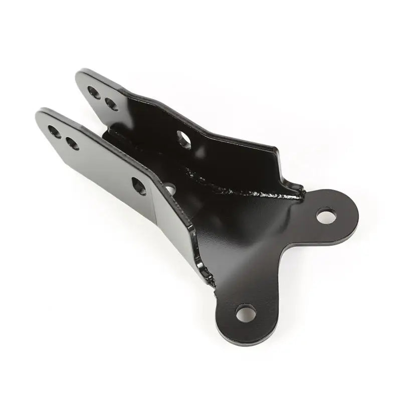 Rugged Ridge dropdown bracket for track bar mounted on black aluminum bike