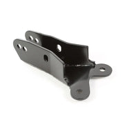 Black metal dropdown bracket for front track bar, Rugged Ridge Jeep Wrangler.
