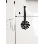 Rugged Ridge Elite Antenna Base for 07-20 Jeep JK/JL/JT: side view of white van with black handle
