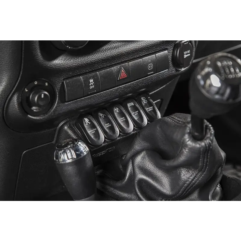 Rugged Ridge Etched Lower 5 Switch Panel Kit for 11-18 JK - Steering Controls in Car