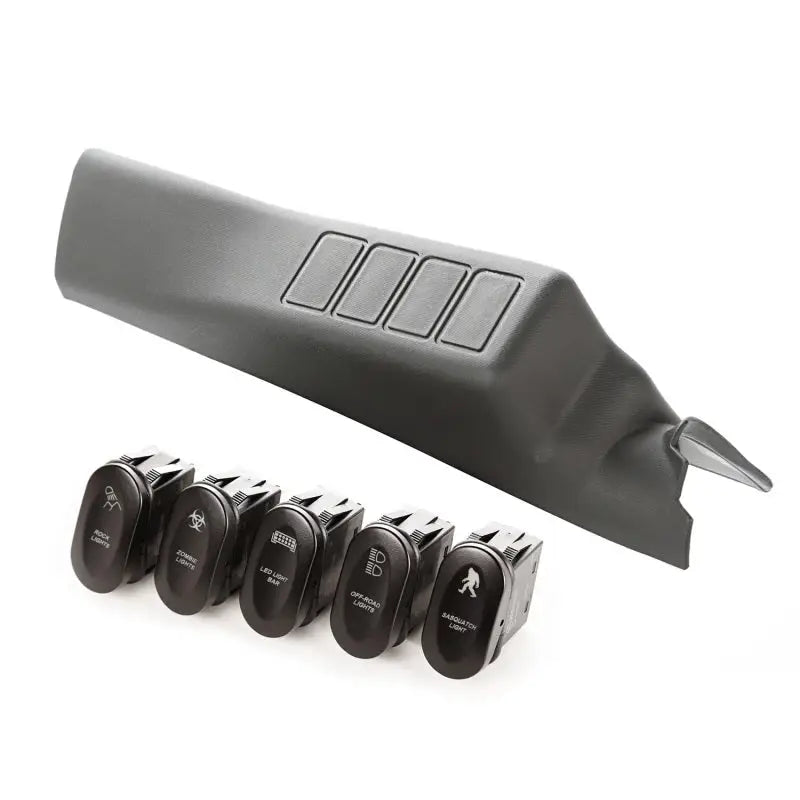 Rugged Ridge black switch pod kit with rubber and plastic knobs