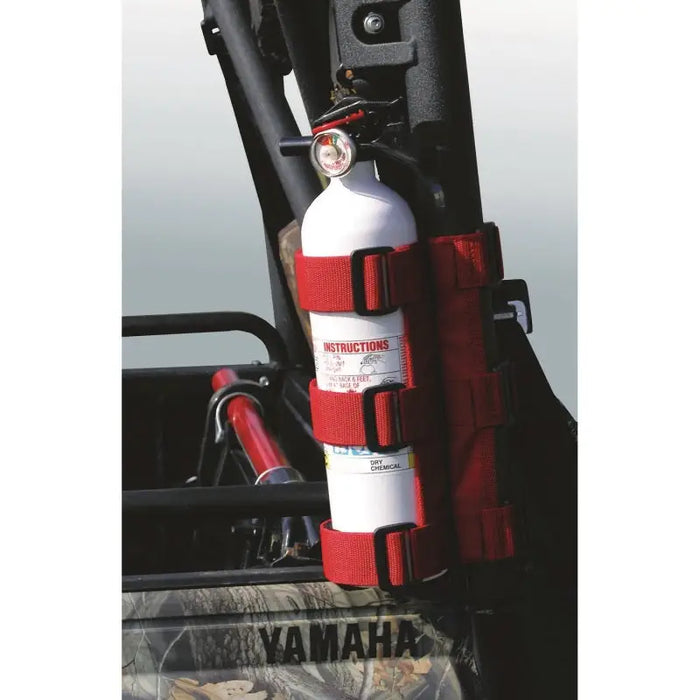 Rugged Ridge Fire Extinguisher Holder Red on Jeep Wrangler