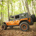 Rugged Ridge Flat Flare and Fender Liner Kit for 07-18 Jeep Wrangler with orange wheels and tires