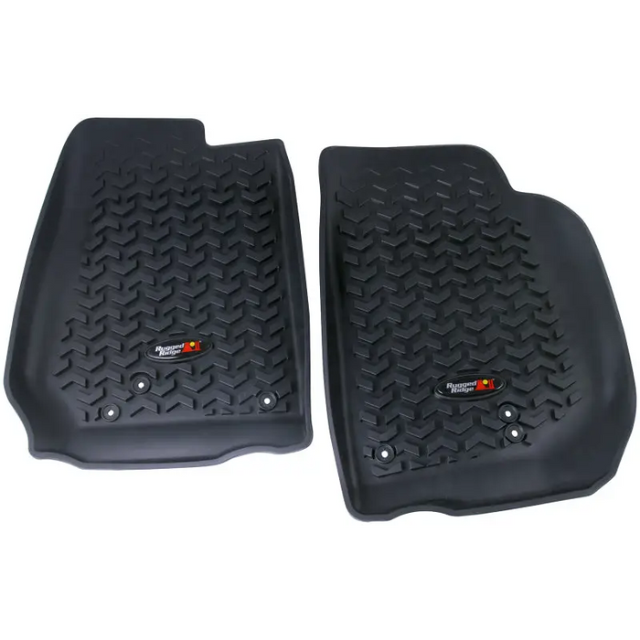 Rugged Ridge Floor Liner Front Black for Jeep Wrangler Unlimited JK - Pair of Black Rubber Mats