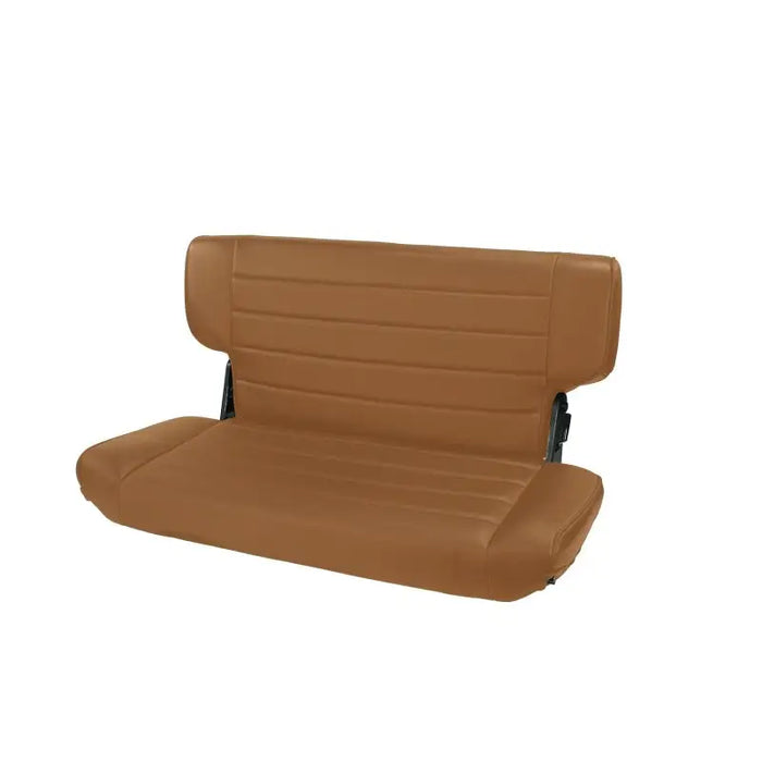 Rugged Ridge Fold & Tumble Rear Seat Spice 97-02 Jeep Wrangler TJ, brown leather seat with black legs