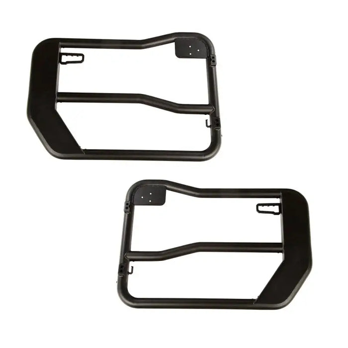 Black plastic side steps for Jeep Wrangler JL/JT, Rugged Ridge tube doors with mirrors.