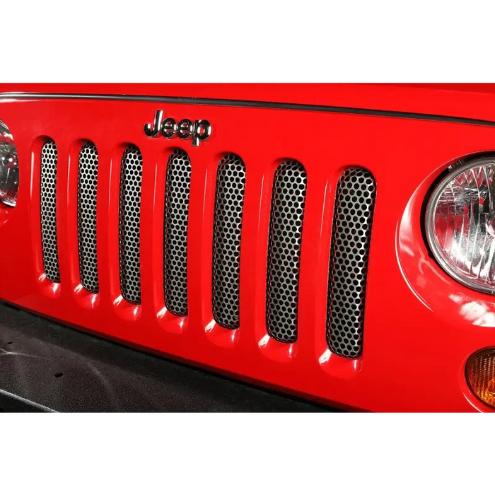 Red Jeep Wrangler Rugged Ridge Grille Insert - Satin Stainless