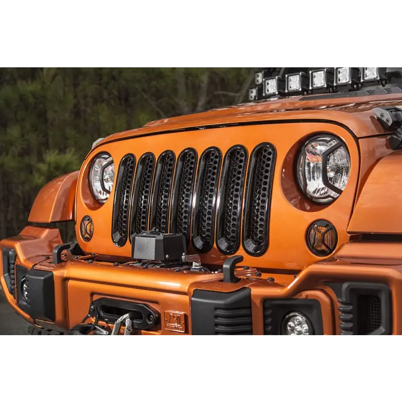 Jeep Wrangler Rugged Ridge Grille Inserts with Front Bumper Mount