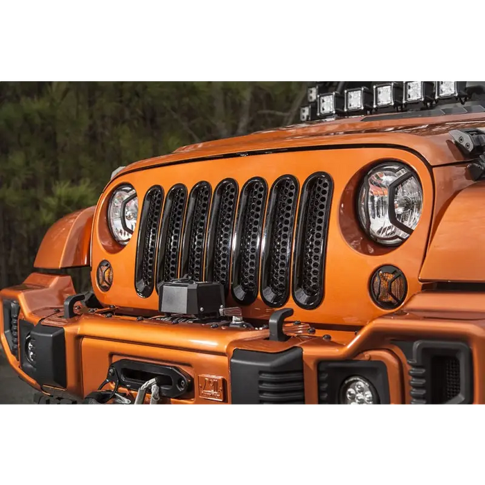 Jeep Wrangler Rugged Ridge Grille Inserts with Front Bumper Mount