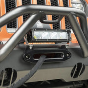 Close up of truck with light on - Rugged Ridge Hawse Fairlead Light Mount Bracket