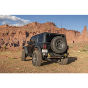 Rugged Ridge HD Bumper Rear on Jeep Wrangler JL parked in front of mountain