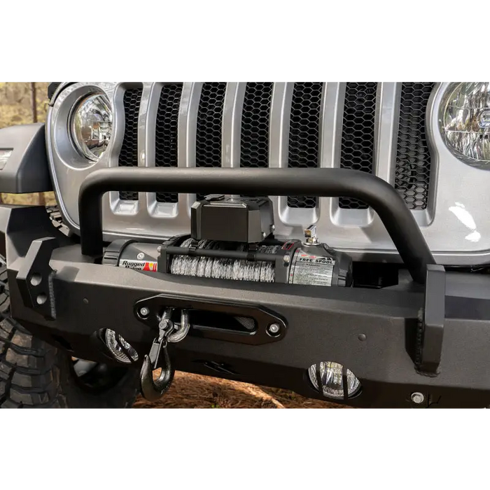 Rugged Ridge HD Over-Rider Bar mounted on Jeep Wrangler bumper