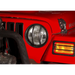 Red Jeep Wrangler with Rugged Ridge Headlight Bezels Black and light