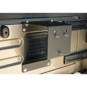 Metal grill with vent on Rugged Ridge Tire Carrier Mount.