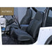 Rugged Ridge High-Back Front Seat Non-Recline Nutmeg 76-02 CJ&Wra interior with black leather seats.