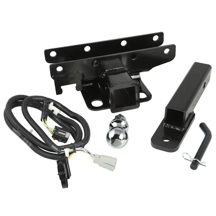Rugged Ridge Hitch Kit with Ball for Jeep Wrangler - Black plate, wire, latch