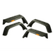 Pair of black front bumpers for the BMW E - type uniquely displayed in Rugged Ridge Hurricane Flat Fender Flare Kit EU Textured 07-18 Jeep