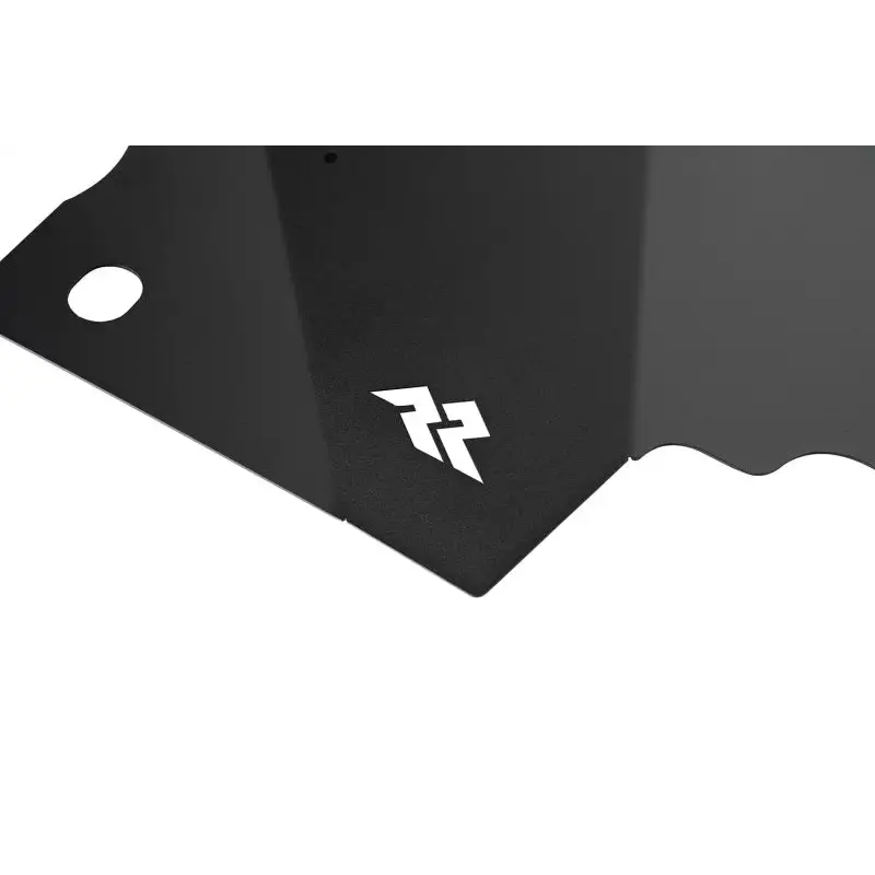 Rugged Ridge black plate with white logo fender liners.