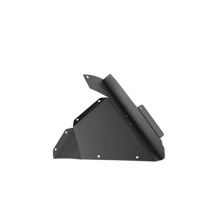 Black metal bracket with white background for Rugged Ridge aluminum fender liners.