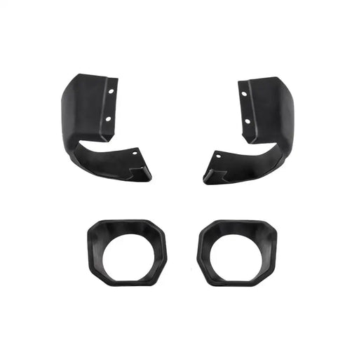 Black plastic front fender fenders for BMW E30 E36 with Rugged Ridge Jeep bumper stubby ends in black