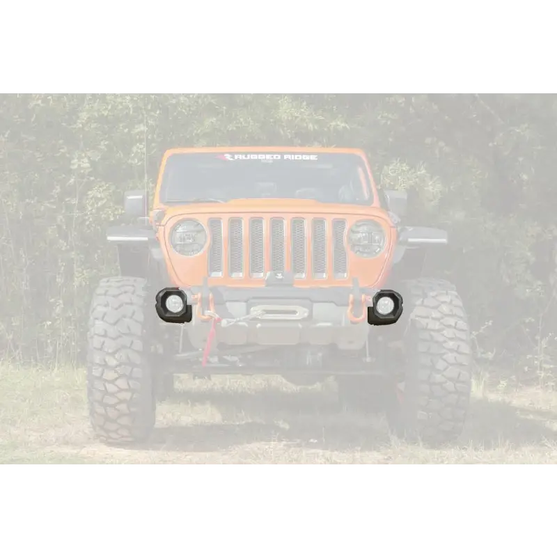 Rugged Ridge Jeep Wrangler JL Gladiator Venator Front Bumper Stubby Ends - Black with big tire on front