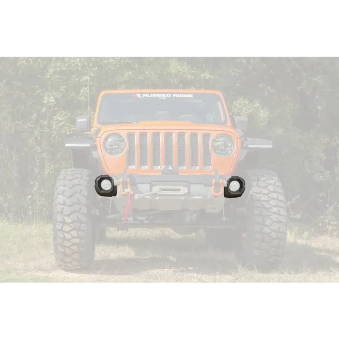 Rugged Ridge Jeep Wrangler JL Gladiator Venator Front Bumper Stubby Ends - Black with big tire on front