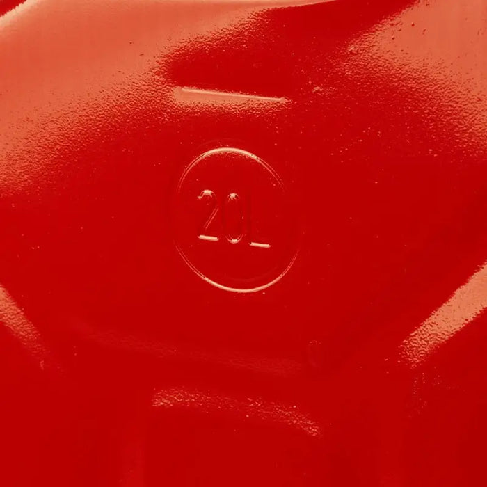 Red plastic bag with button on Rugged Ridge Jerry Can.