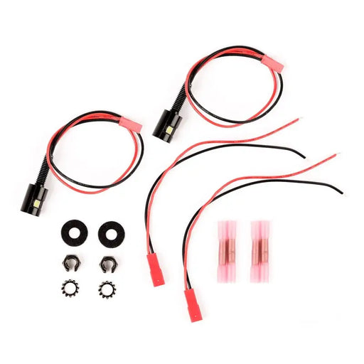 Rugged Ridge LED License Plate Bolts - Red and black wires on white background
