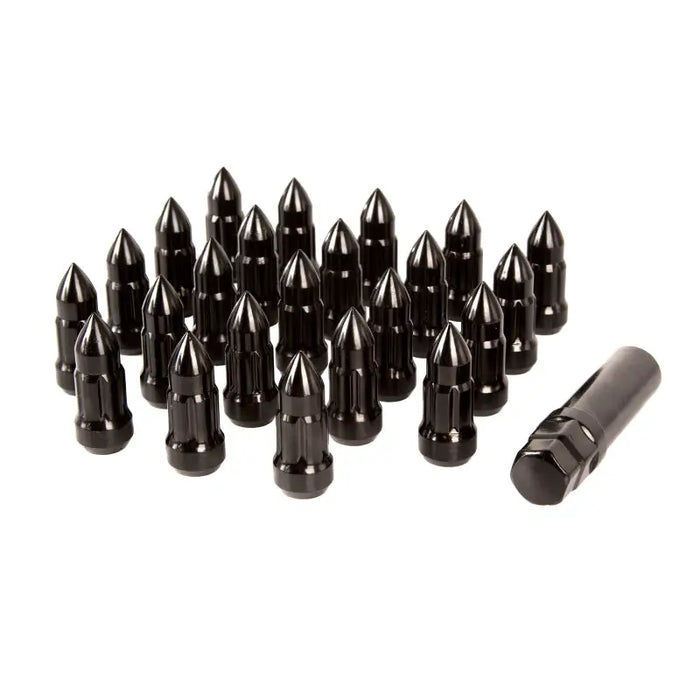 Rugged Ridge Lug Bullet Style Black 1/2-20 with black bullet shells.