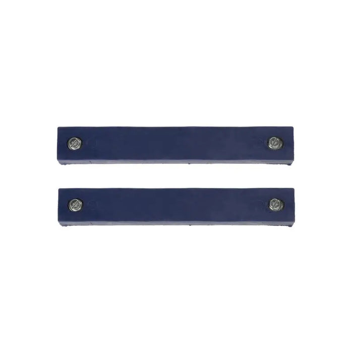 Blue plastic door handles displayed in Rugged Ridge Magnetic License Plate Holder.