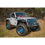 Rugged Ridge Max Terrain Fender Flare Set with Gray Jeep and Blue Wheels