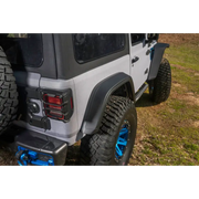 Rugged Ridge Max Terrain rear bumper mounted on Jeep Wrangler JL.