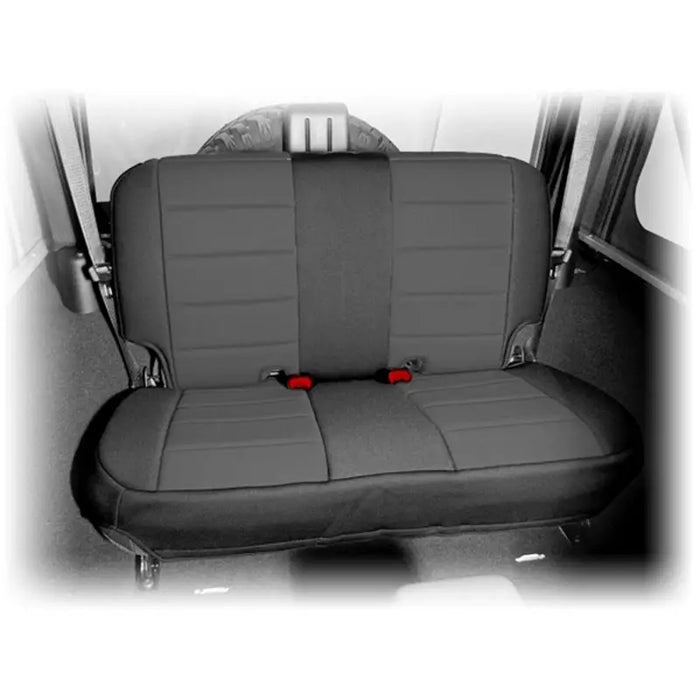 Rugged Ridge Neoprene Rear Seat Cover for 07-18 Jeep Wrangler JK, black with red button