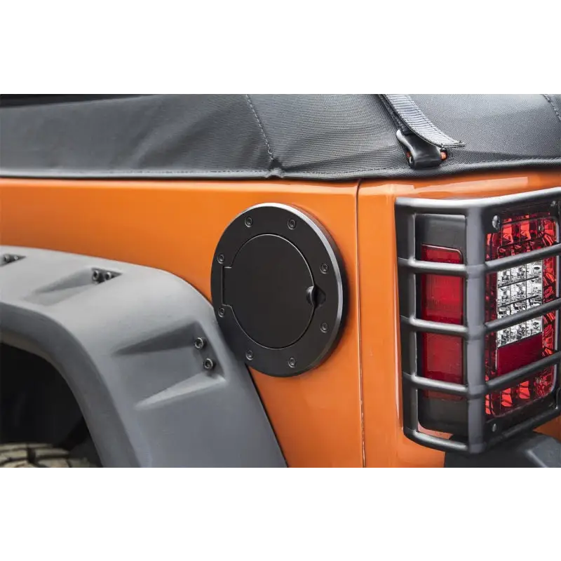 Rugged Ridge Non-Locking Gas Cap Door for Jeep Wrangler – Rear Bumper Cover View