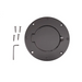 Black metal plate with screws and locks on Rugged Ridge Non-Locking Gas Cap Door for 97-06 Jeep Wrangler