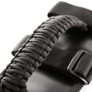 Rugged Ridge Paracord Grab Handles Black/Black Pair - Close-up of black paracording strap on sandals