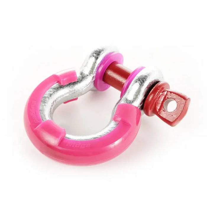 Rugged Ridge pink 3/4in D-ring isolator kit with red handle.